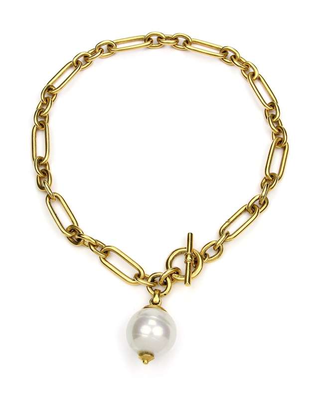 Pearly Chain-Link Short Necklace